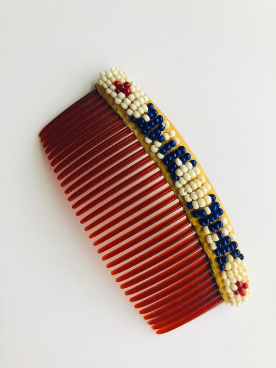 Vintage Handmade Native American Beaded Dangling Hair Comb Rare One of a Kind Handmade | Accessories | Vintage Handmade Native American  main image 4