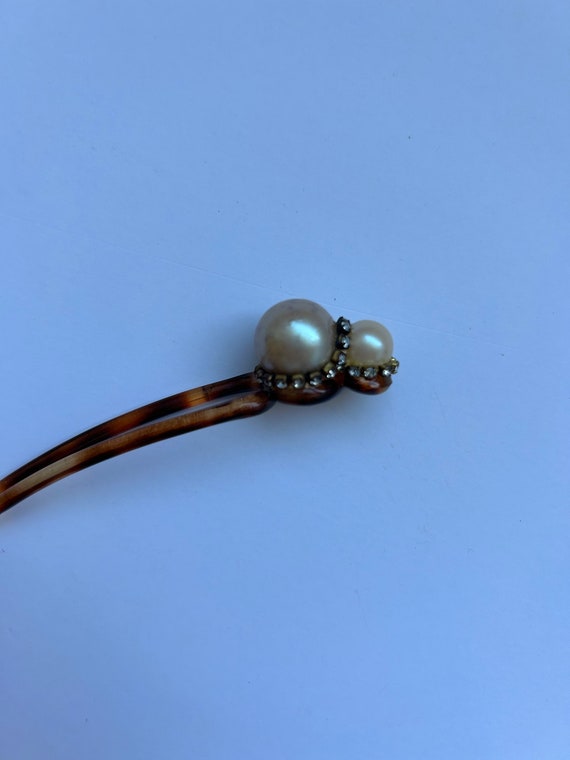 1920's Art Deco hairpin with rhinestone-wrapped p… - image 2