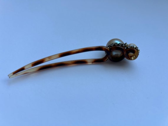 1920's Art Deco hairpin with rhinestone-wrapped p… - image 4
