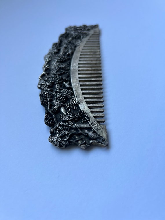 Oriental ornate metal hair comb - image 4