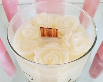 Flower Candle -  Beautiful Gift Candle with wax flower - All Natural + Artisan Crafted with Love