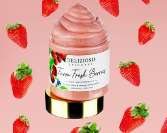 Berries Farm Fresh Skin Body Butter - Farm Fresh Berries - skin cream - hair treat - body moisturizer - Vegan and Cruelty-Free