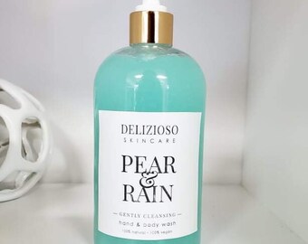 Pear + Rain Natural Body Wash - 100% Natural, Vegan & Pure Anti Aging Body Wash-