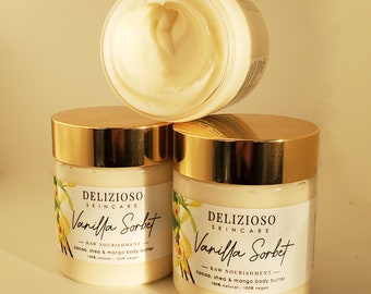 French Vanilla Body Butter - skin tightening - 100% natural - body moisturizer - Vegan and Cruelty-Free - luxury body butter