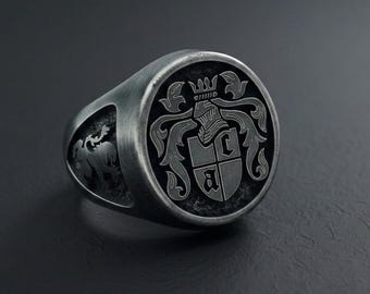 Chevalière Family Crest - Gravure personnalisée - Armoiries