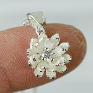 Sterling Silver Lotus Flower Necklace: Dainty Floral Pendant