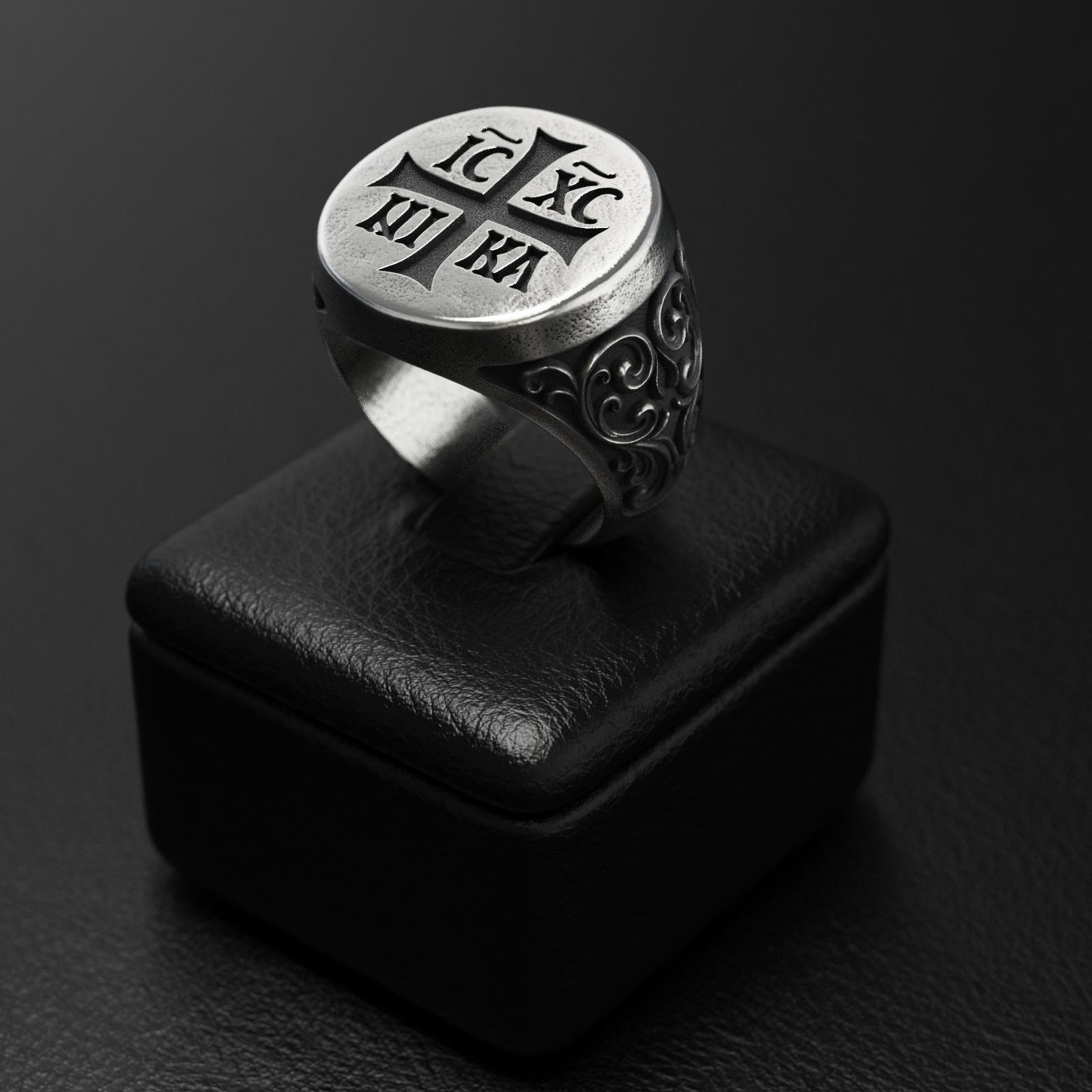IC XC NIKA Silver Ring for Men – Orthodox Christian Cross Signet