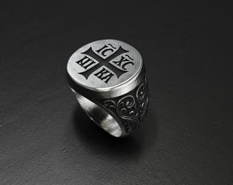 IC XC NIKA Silver Ring for Men – Orthodox Christian Cross Signet