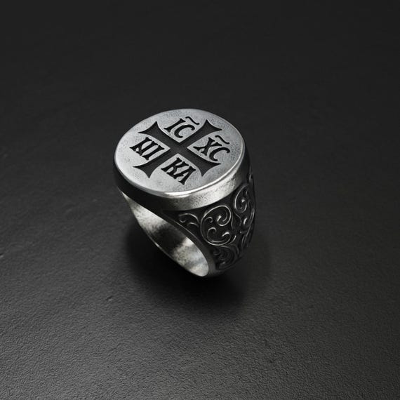 IC XC NIKA Silver Ring for Men – Orthodox Christian Cross Signet