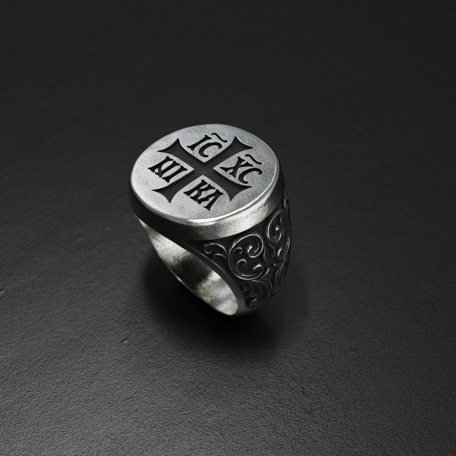 IC XC NIKA Silver Ring for Men – Orthodox Christian Cross Signet