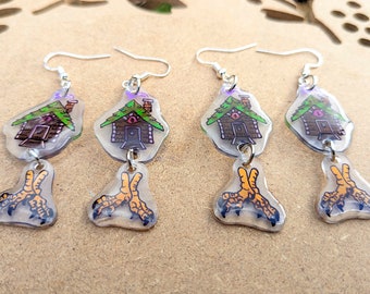 Handmade Cute Baba Yaga Halloween Shrink Plastic Dangle Earrings