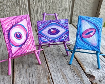 Tiny Eye Original Paintings with Easel