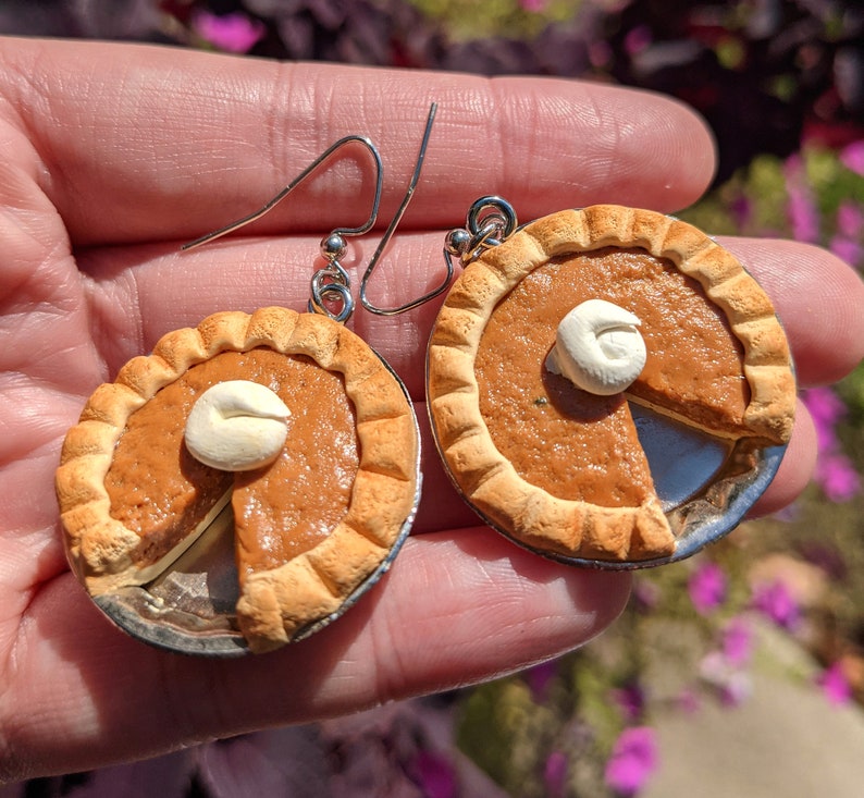 Pumpkin Pie Clay Earrings Large Pie