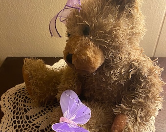 Scented Wax Dipped Feathered Butterfly Bear - 7.5” sitting