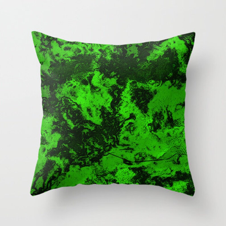 Green Marble Pillow With Insert Neon Green Pillow Cover Etsy