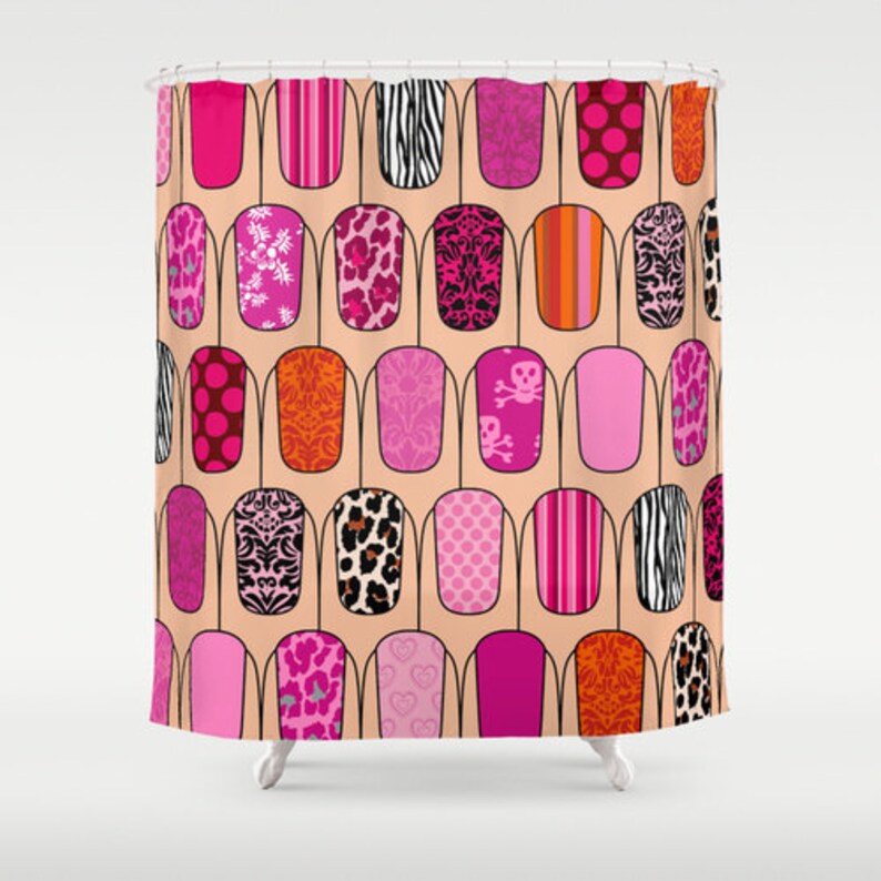 Nail Art Shower Curtain Unique Bathroom Decor Girly Bath Etsy