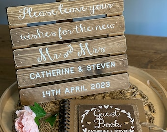 Wedding guest book & Sign Set, rustic guest book, pallet wedding sign, alternative custom guest book, Photo Booth scrapbook