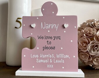 personalised giant wooden jigsaw piece, we love you to pieces, wooden mothers day gift