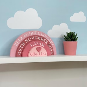 Personalised wooden rainbow, New baby gift, Children's Bedroom Decoration, Full Block Stacked rainbow