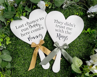 Personalised wedding sign Paddle daddy here comes mummy, here comes the bride, flower girl, wedding photo prop, handheld, bridesmaid