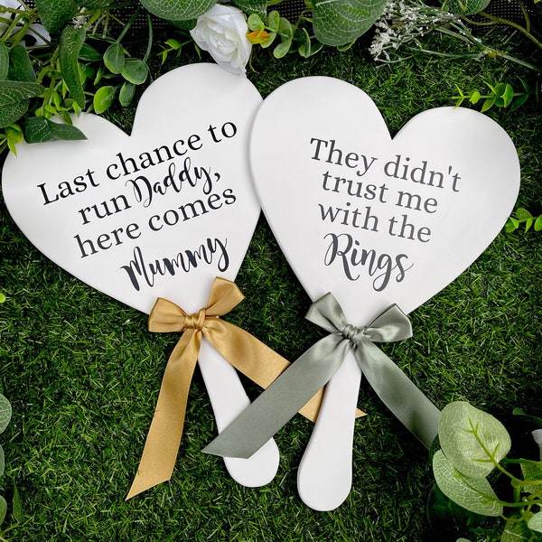 Personalised wedding sign Paddle daddy here comes mummy, here comes the bride, flower girl, wedding photo prop, handheld, bridesmaid