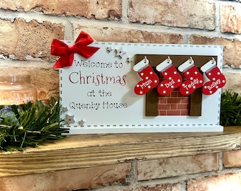 Christmas at the sign, Welcome to christmas, Personalised Christmas Decor, Family Christmas, Personalised Christmas Decoration,