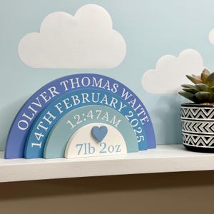 Personalised stacking rainbow, New baby gift, Children's Bedroom Decoration, Stacker rainbow