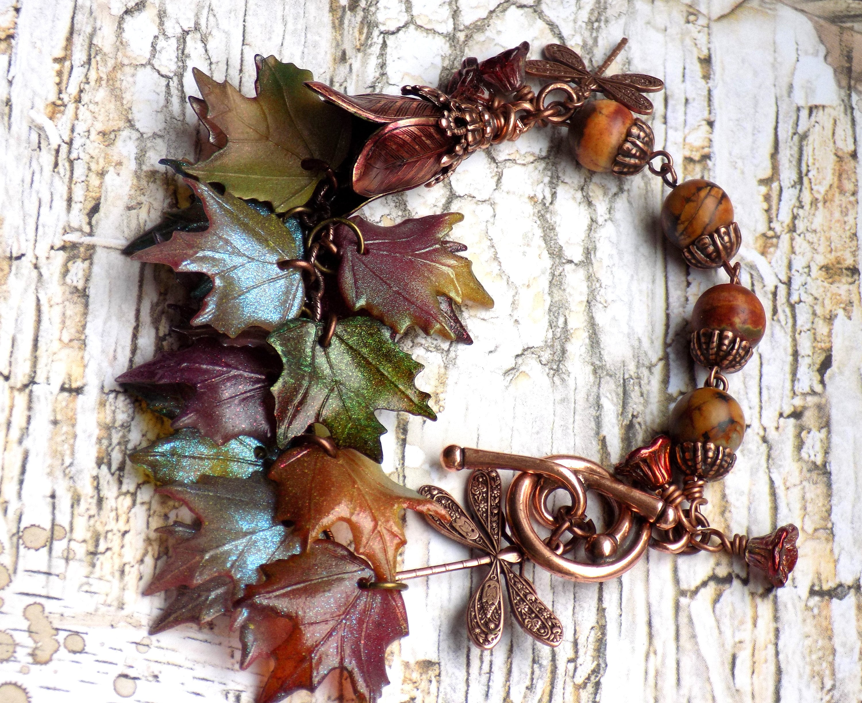 Jewelry :: Bracelets :: Autumn Leaves Beaded Bracelet