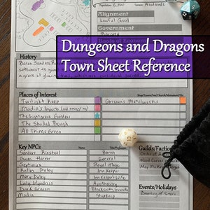 Dungeons and Dragons 5th Edition Town Sheet