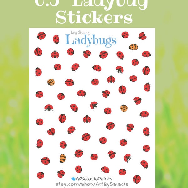 Tiny Ladybug Sticker Sheet - 64 Half Inch Ladybug Stickers