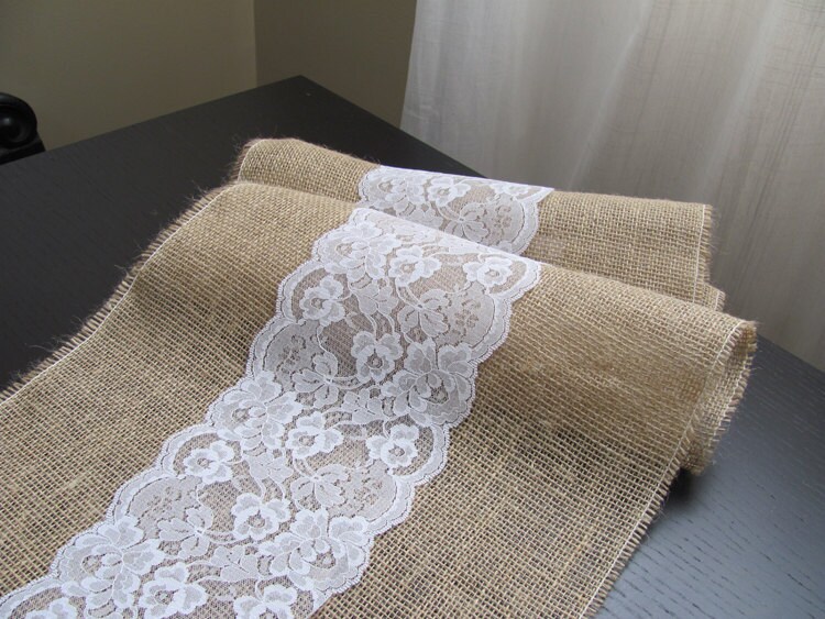 Burlap And Lace Table Runner Wedding Event Supplies Etsy