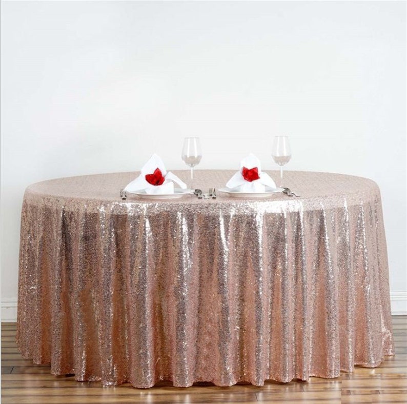 Blush Sequin Tablecloth Round Sequin Tablecloth Sparkle Etsy