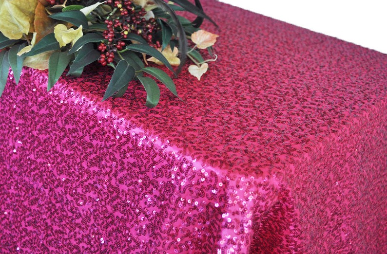 Hot Pink Sequin Tablecloth Rectangle Wedding Tablecloth Etsy