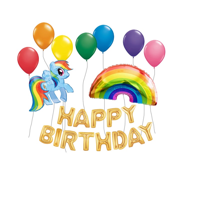 Rainbow Party Decor Dash Rainbow My Little Pony Balloon Kit Rainbow Balloons Girls Party Kids Party Balloon Happy Birthday Balloons