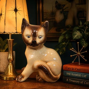 MCM ミッドセンチュリー TVランプ 50‘s スペースエイジ 猫 ロカビリー Vintage Siamese Cat TV Lamp Ceramic Mid Century Modern Cat