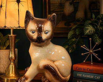 Vintage 1954 Leland Claes Siamese Cat Lamp Mid Century Modern TV