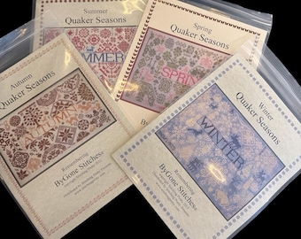 ByGone Stitches Quaker Seasons Set of 4 NOS Cross Stitch Patterns