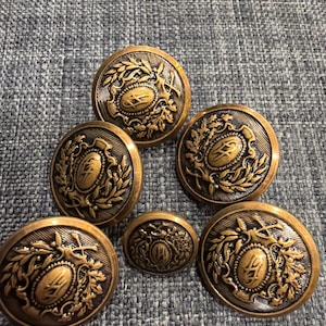 BL-023 Vintage Brass Victorian Style Monogram Buttons Set Coat Blazer