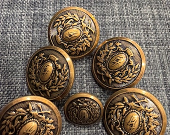 BL-023 Vintage Brass Victorian Style Monogram Buttons Set Coat Blazer