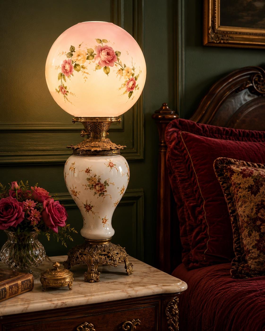 ランプ 素焼き トールペイント アンティークピンク フランス プロバンス 薔薇 Antique Lamp Painted Roses - Etsy
