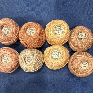 Valdani Pearl Cotton Apricot Honey Tea 8 Ball Thread Collection