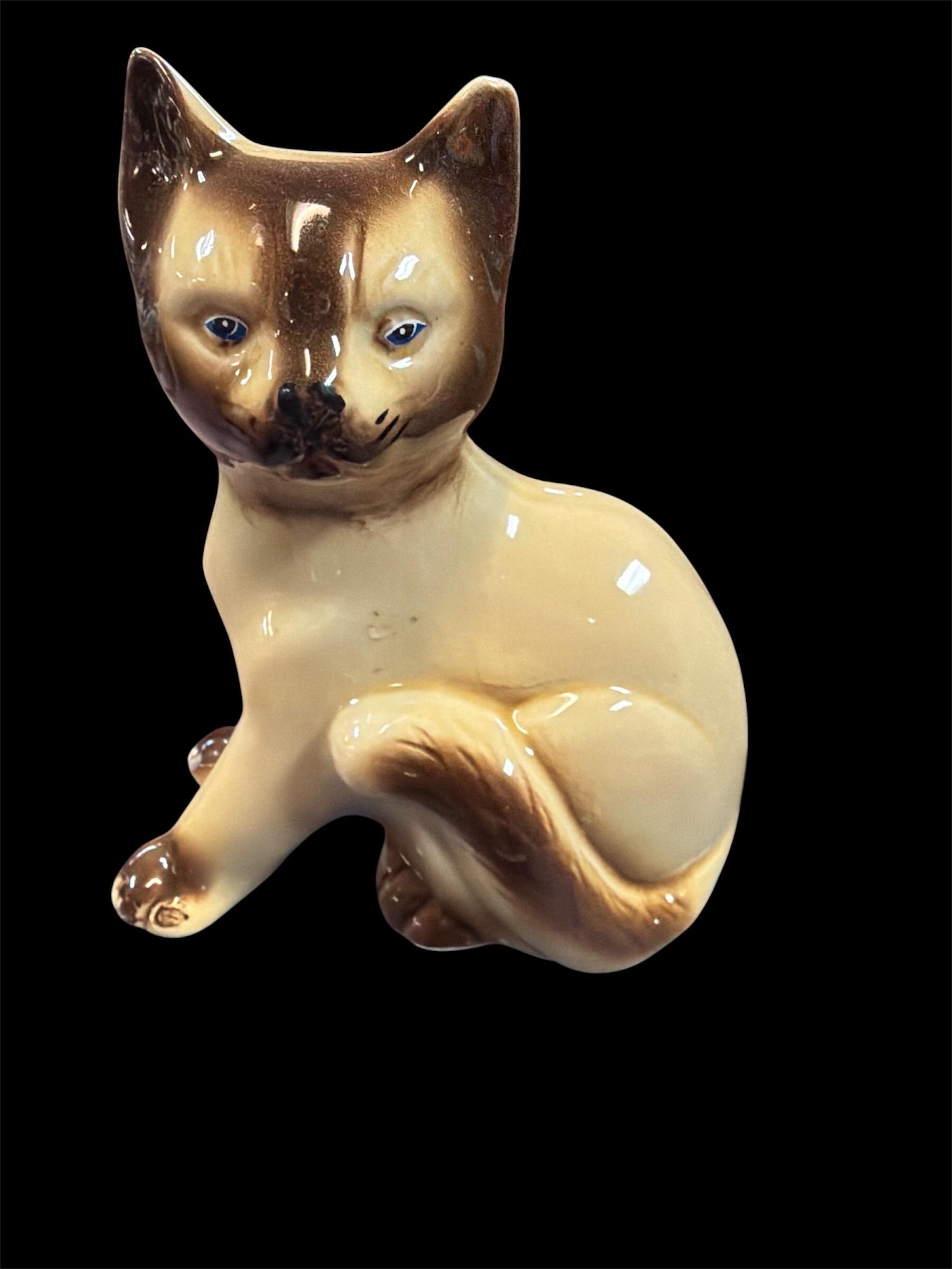 Vintage Siamese Cat TV Lamp Ceramic Mid Century Modern Cat