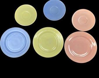 Vintage Hazel Atlas Little Hostess Pastel Childrens Dishes Set of 6
