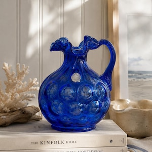 Fenton Blue Coin Dot Vase - Etsy