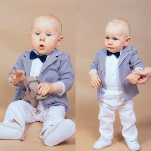 Baby boy suit Baptism suit Ring bearer outfit Blessing outfit Toddler linen suit Baby linen outfit Baptism outfit Blessing suit Linen pants