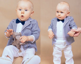 Baby boy suit Baptism suit Ring bearer outfit Blessing outfit Toddler linen suit Baby linen outfit Baptism outfit Blessing suit Linen pants