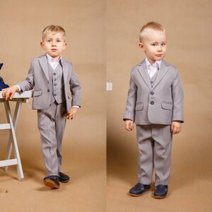 John-boy suit Ring bearer suit Grey boy suit First communion suit Communion suit Wedding boy suit Toddler suit Boy outfit Formal boy outfit