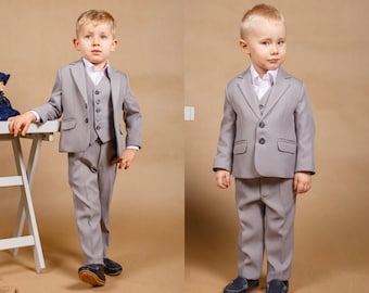 John-boy suit Ring bearer suit Grey boy suit First communion suit Communion suit Wedding boy suit Toddler suit Boy outfit Formal boy outfit