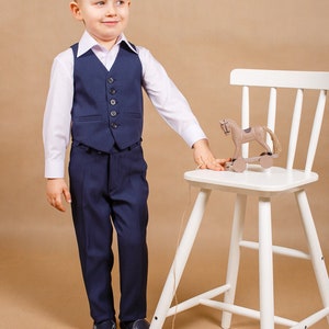 Liam boy suit,Navy blue wedding suit,Boy wedding outfit,Ring bearer suit,Baby boy suit,Wedding outfit,Toddler suit,Children wedding suit image 10