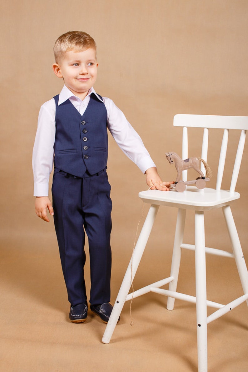 Liam boy suit,Navy blue wedding suit,Boy wedding outfit,Ring bearer suit,Baby boy suit,Wedding outfit,Toddler suit,Children wedding suit image 10